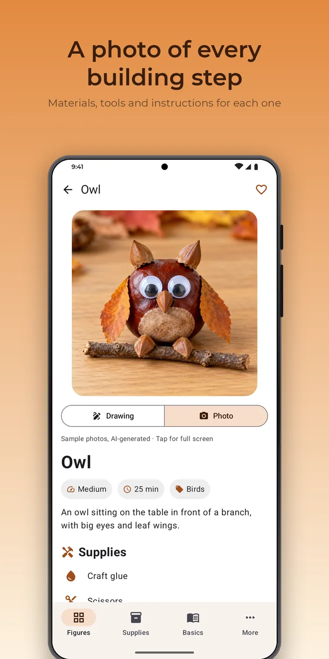 Kastelli on Android: A figure with picture, difficulty, time and supplies