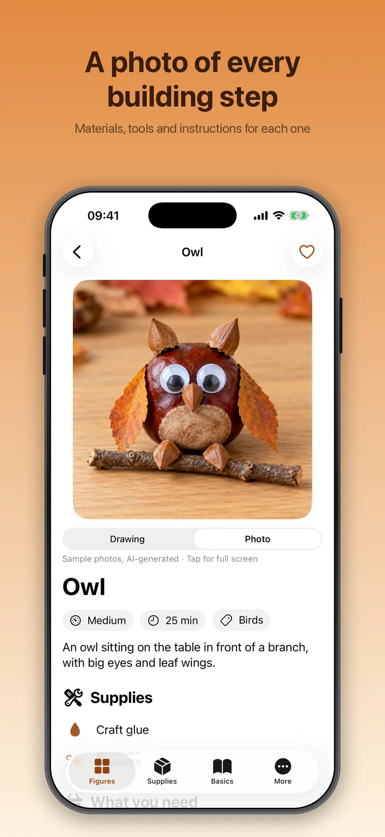 Kastelli on iPhone: A figure with picture, difficulty, time and supplies