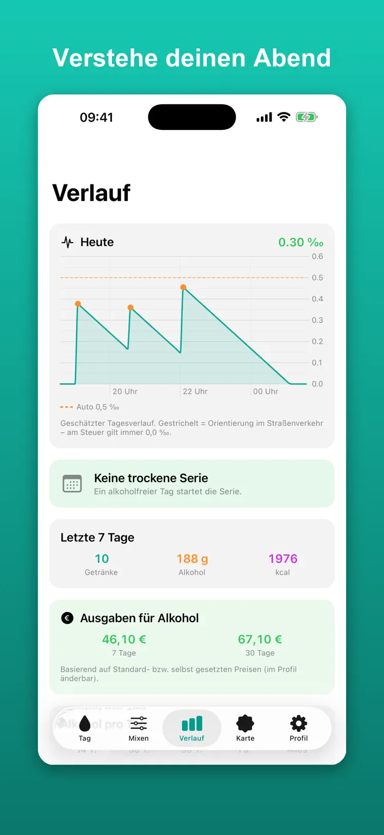 Promillemeter App-Screenshot 2